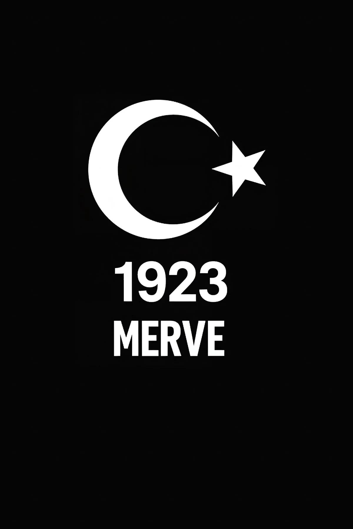 1923 MERVE ay-yıldız reflektörlü ön baskılı siyah oversize tişört