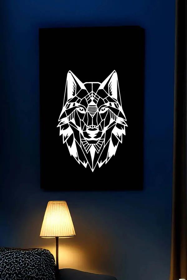 Reflective Wolf Art Panel on Faux Leather