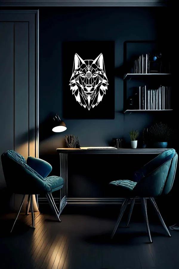 Reflective Wolf Art Panel on Faux Leather