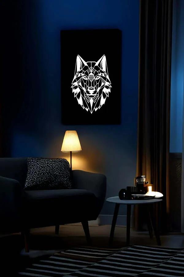 Reflective Wolf Art Panel on Faux Leather