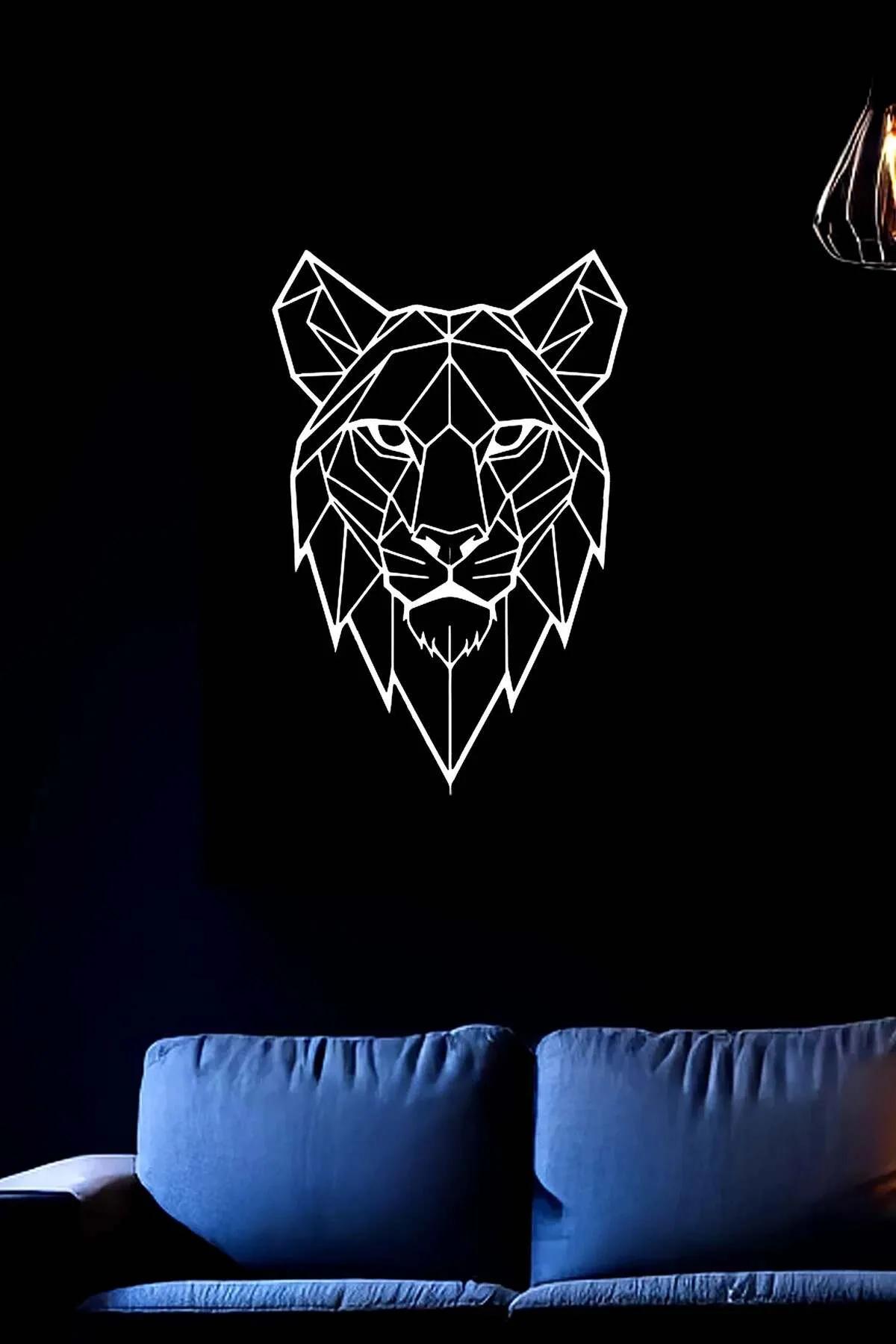 Geometric Lion Wall Art - Modern Reflective Metal Decor