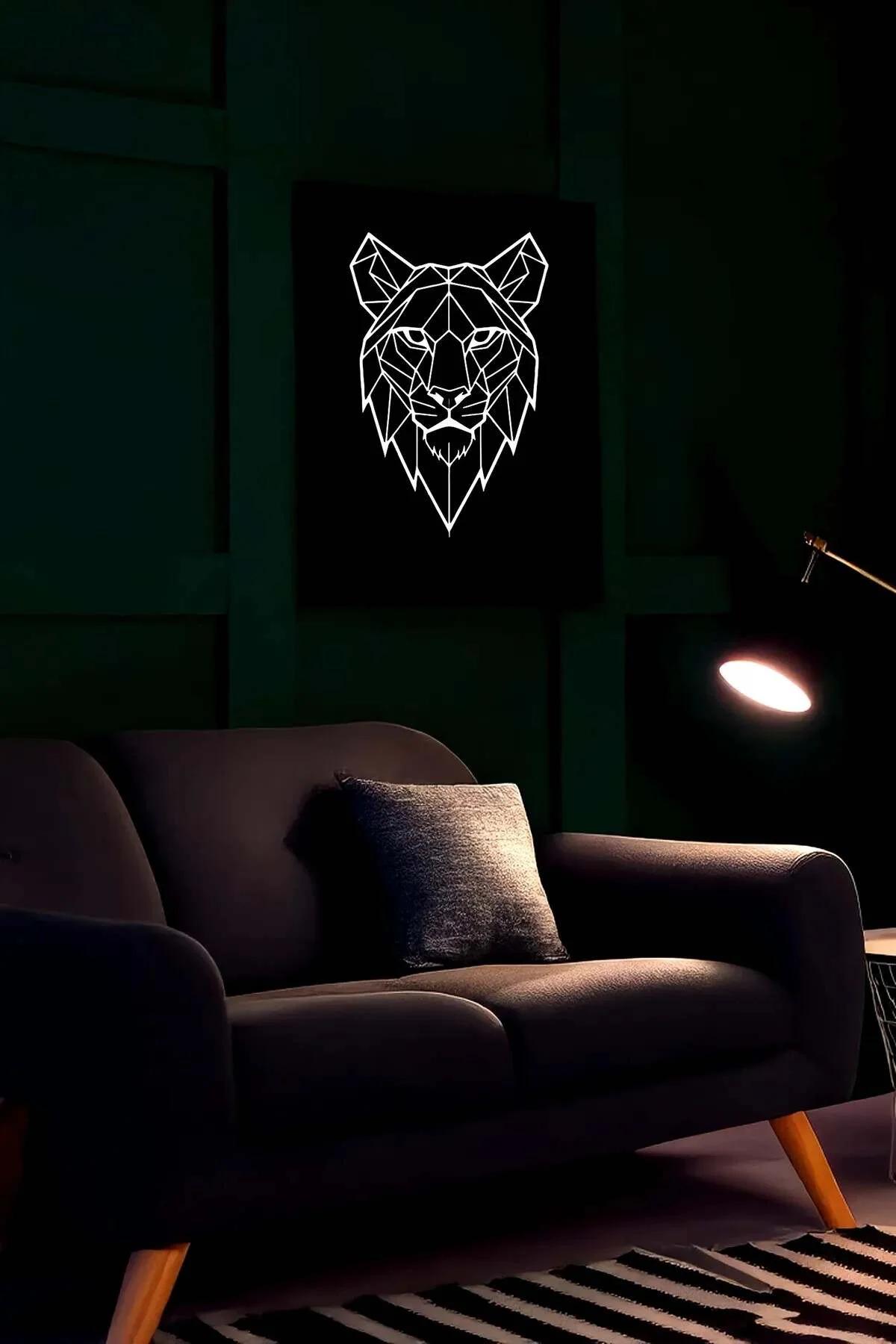 Geometric Lion Wall Art - Modern Reflective Metal Decor