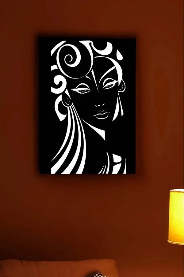 Reflective Art Deco Style Female Portrait Panel