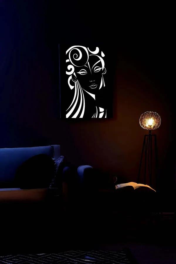Reflective Art Deco Style Female Portrait Panel