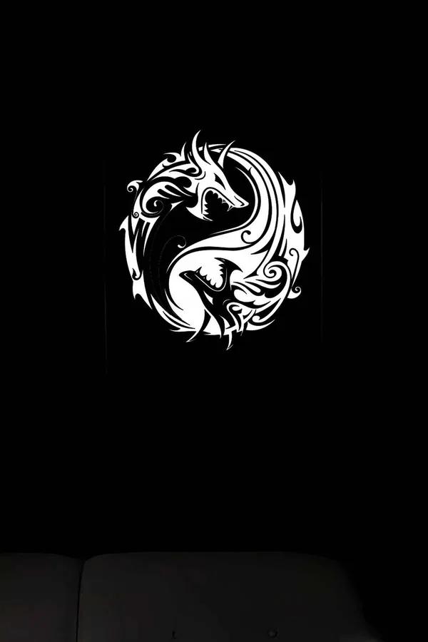 Reflective Yin Yang Dragon Wall Art Decor