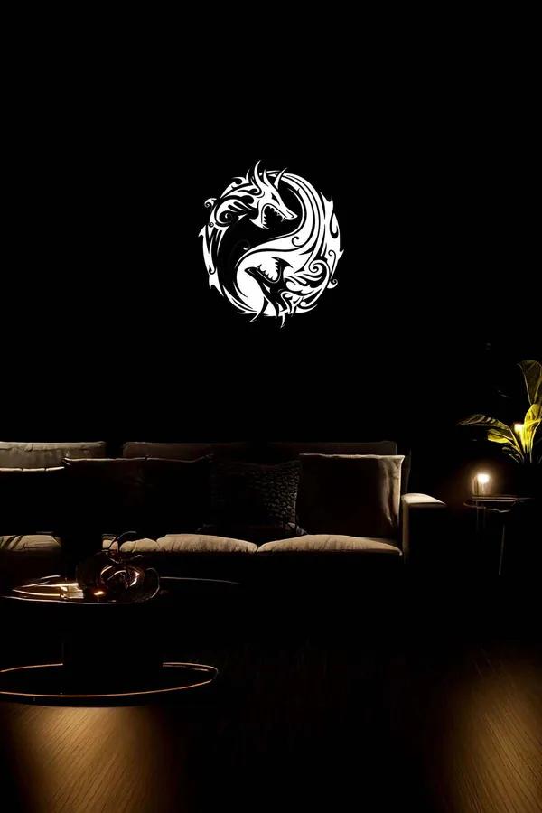 Reflective Yin Yang Dragon Wall Art Decor