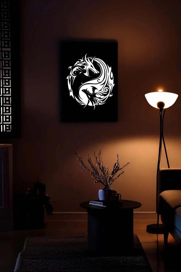 Reflective Yin Yang Dragon Wall Art Decor
