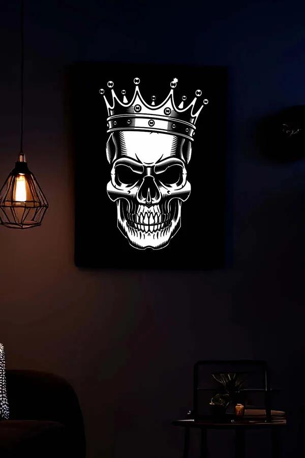 Reflective Crowned Skull Canvas Wall Art