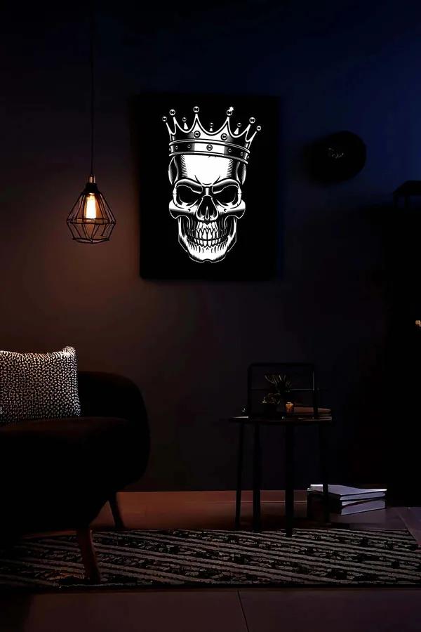 Reflective Crowned Skull Canvas Wall Art