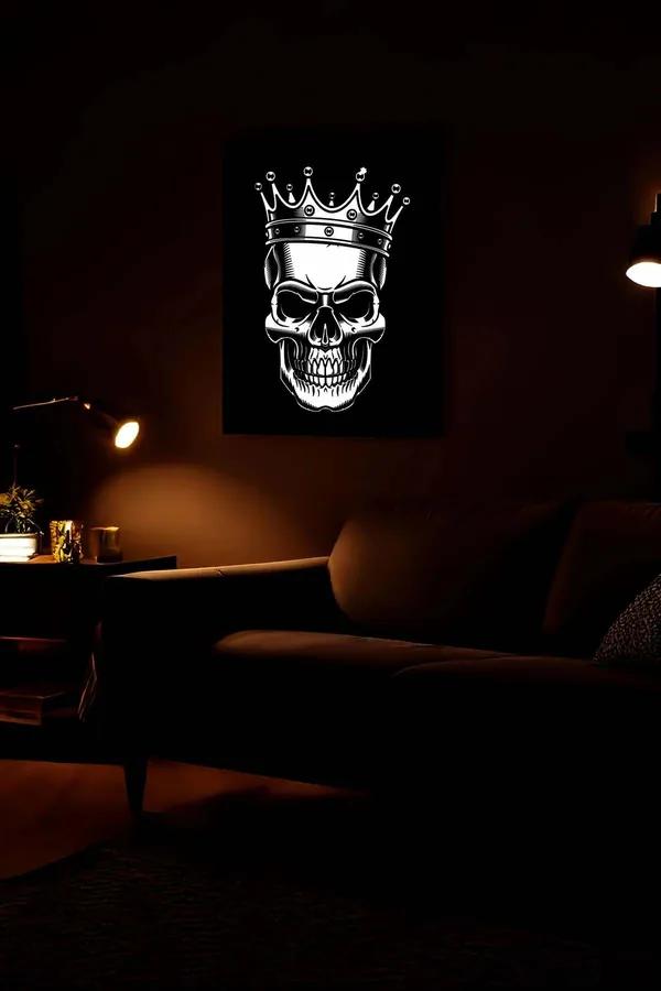 Reflective Crowned Skull Canvas Wall Art