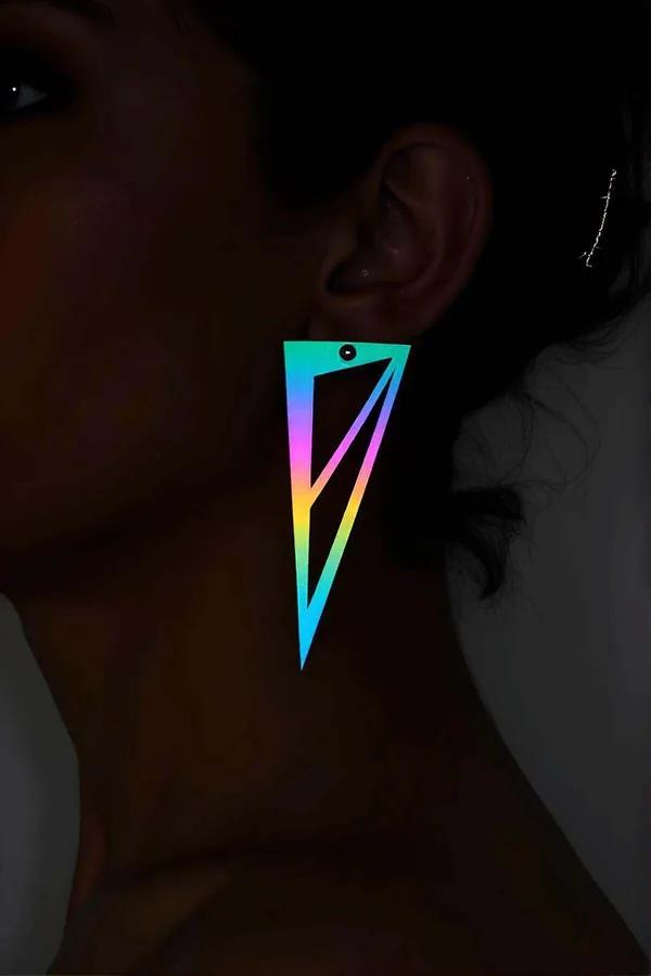 Reflective Triangle Earrings – Dazzling Iridescent Statement