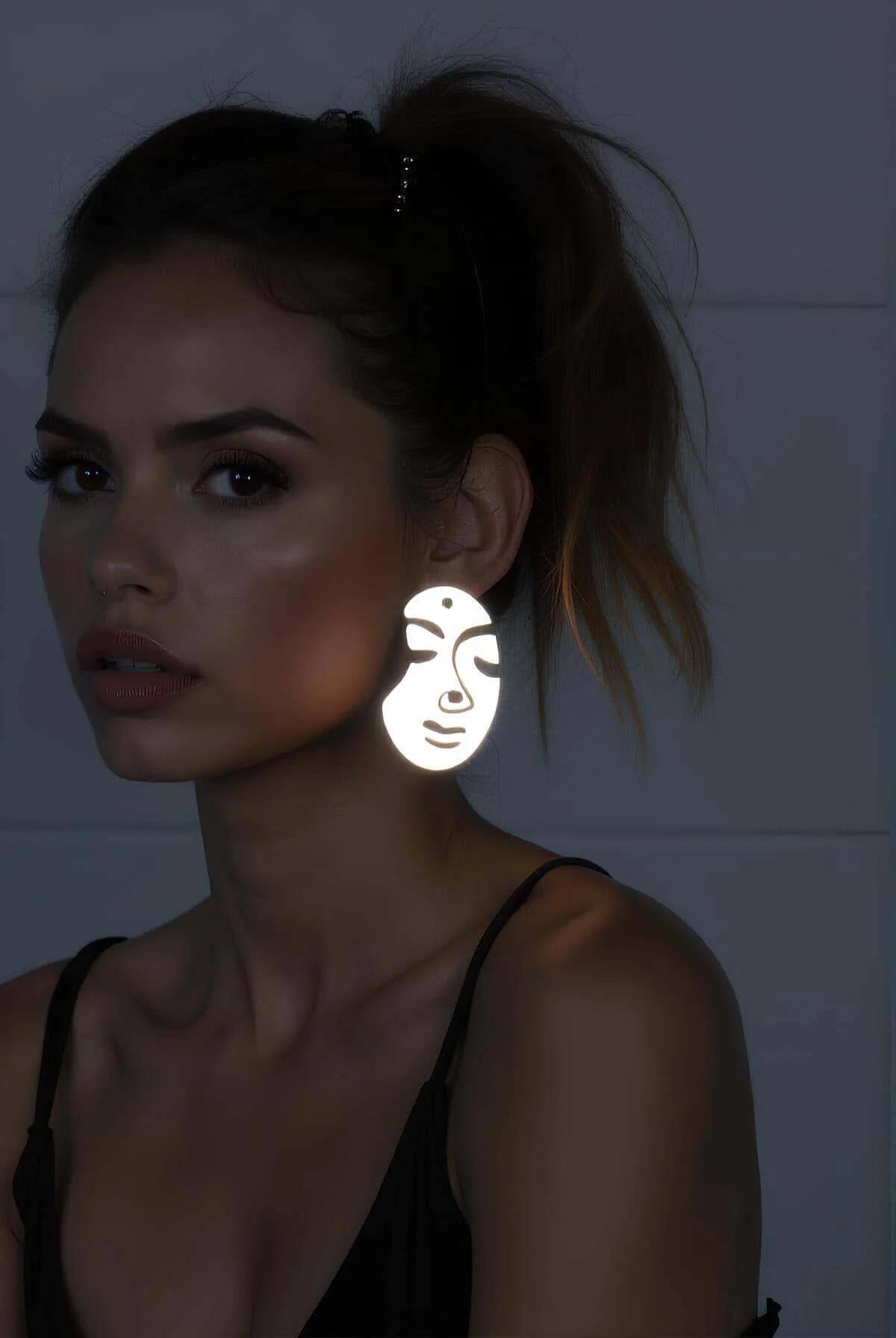 Reflective Abstract Face Earrings for Women - Statement Design