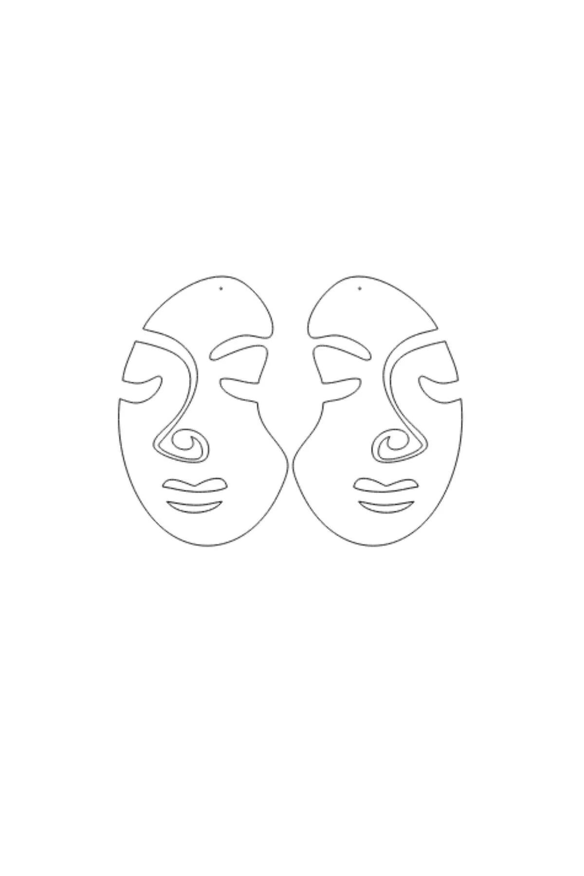 Abstract Face Earrings, Modern Laser Cut Lightweight Design