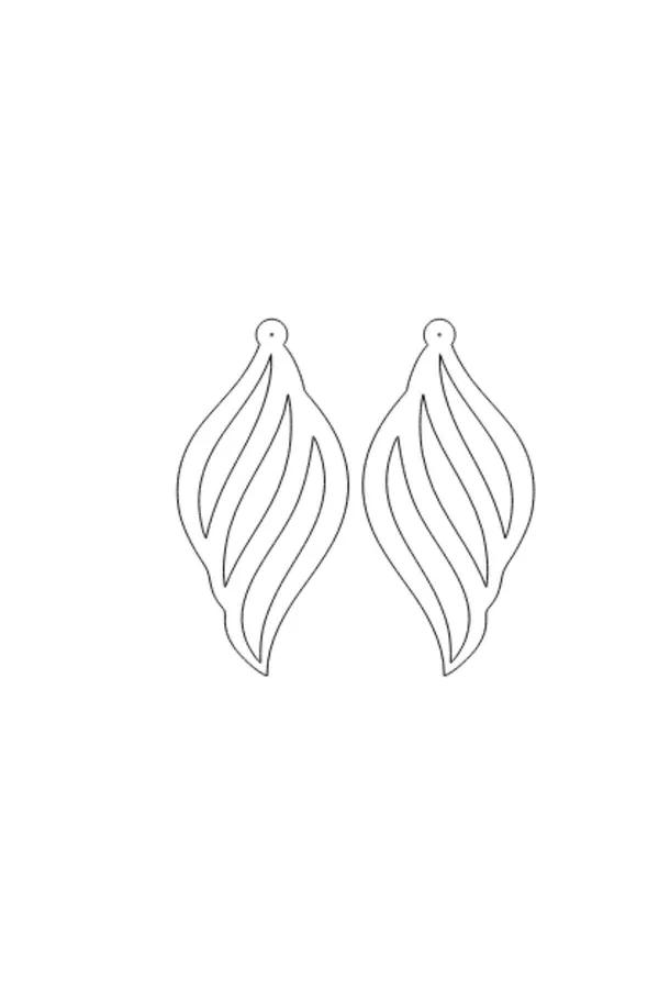 Black Laser Cut Earrings - Modern Wavy Leather Drop Design
