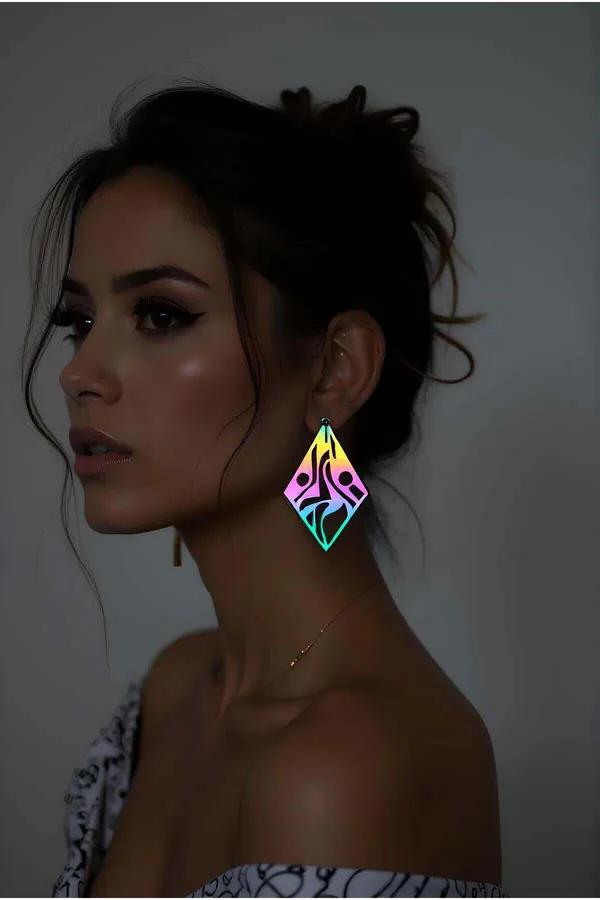 Rainbow Reflective Geometric Cutout Earrings