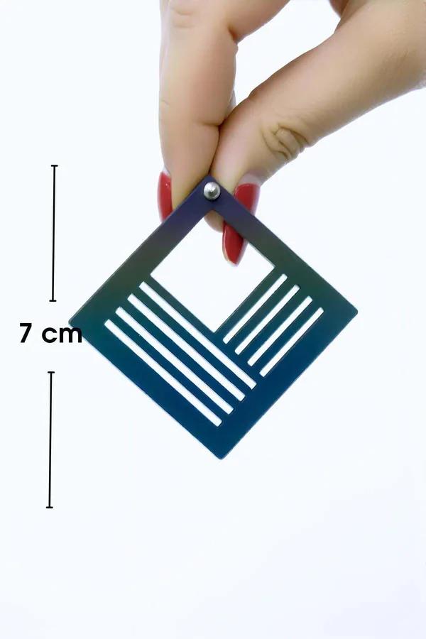 Geometric Square Laser Cut Black Earrings for Modern Style