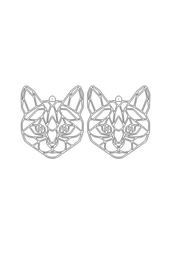 Geometric Cat Earrings - Reflective Laser Cut Statement Jewelry