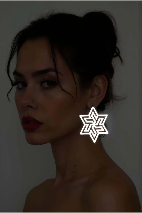 Reflective Star Dangle Earrings | Geometric Statement Jewelry