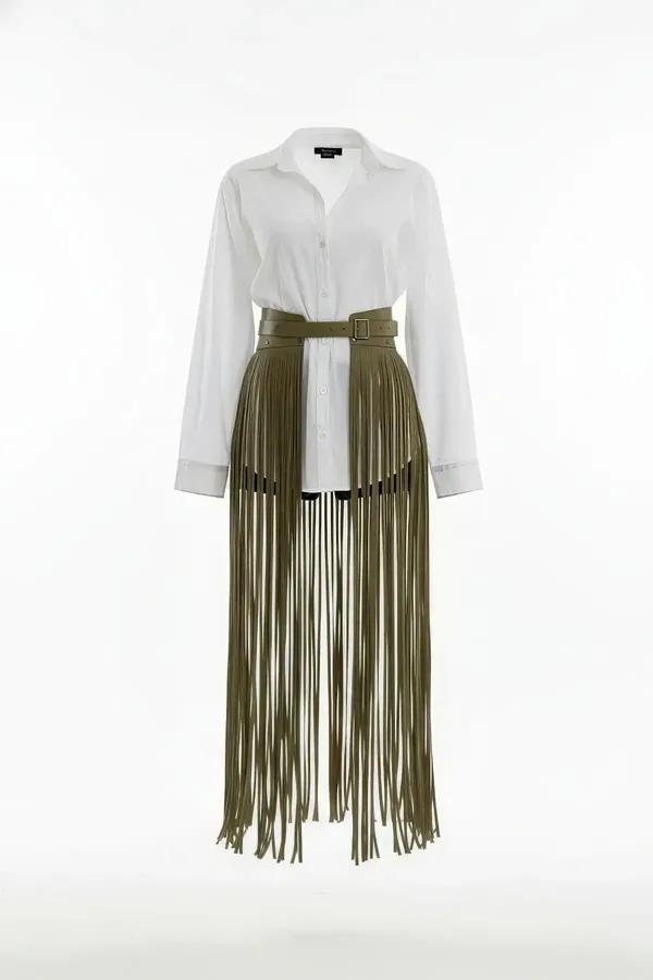 Maxi Fringe Waist Belt with Adjustable Buckle