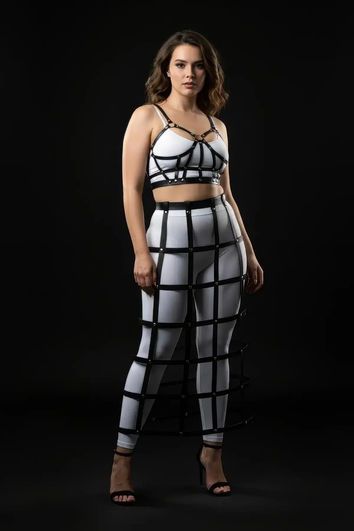 Full Cage Skirt Harness with Rivet Detail