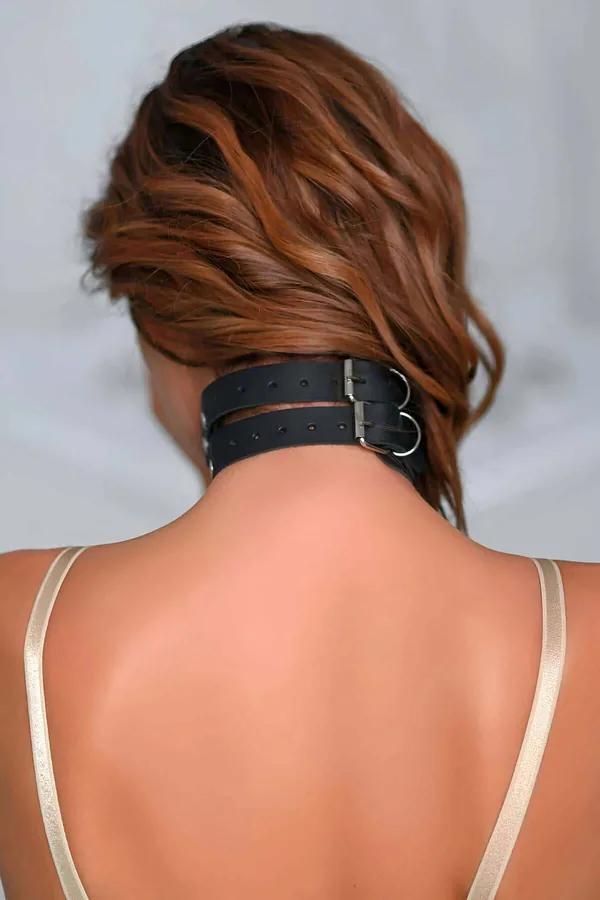 Studded Leather Collar and Cuffs Set - Adjustable Fetish Wear