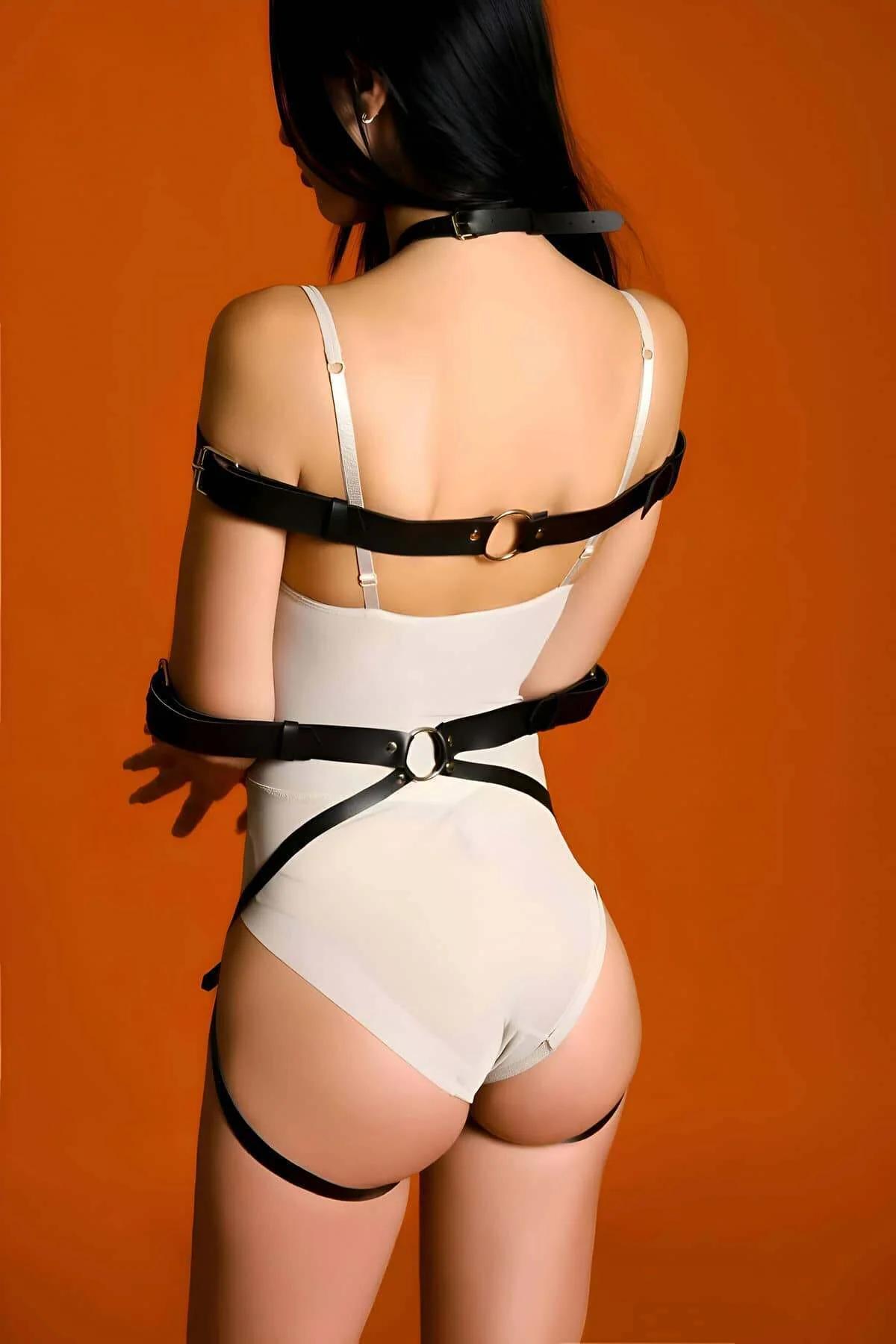 Adjustable Leather Body Harness for Women - Full Body Straps