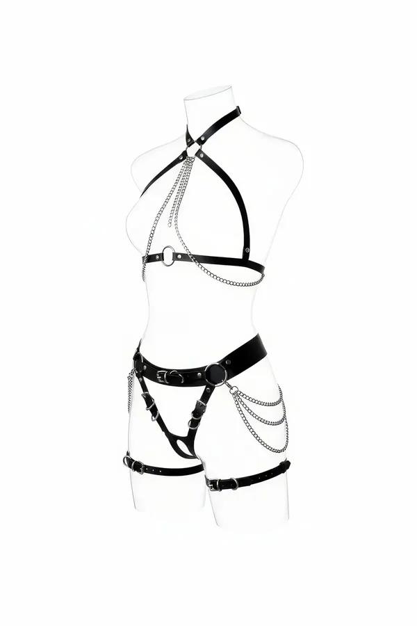 Full Body Harness with Strappy Chest and Thigh Chains