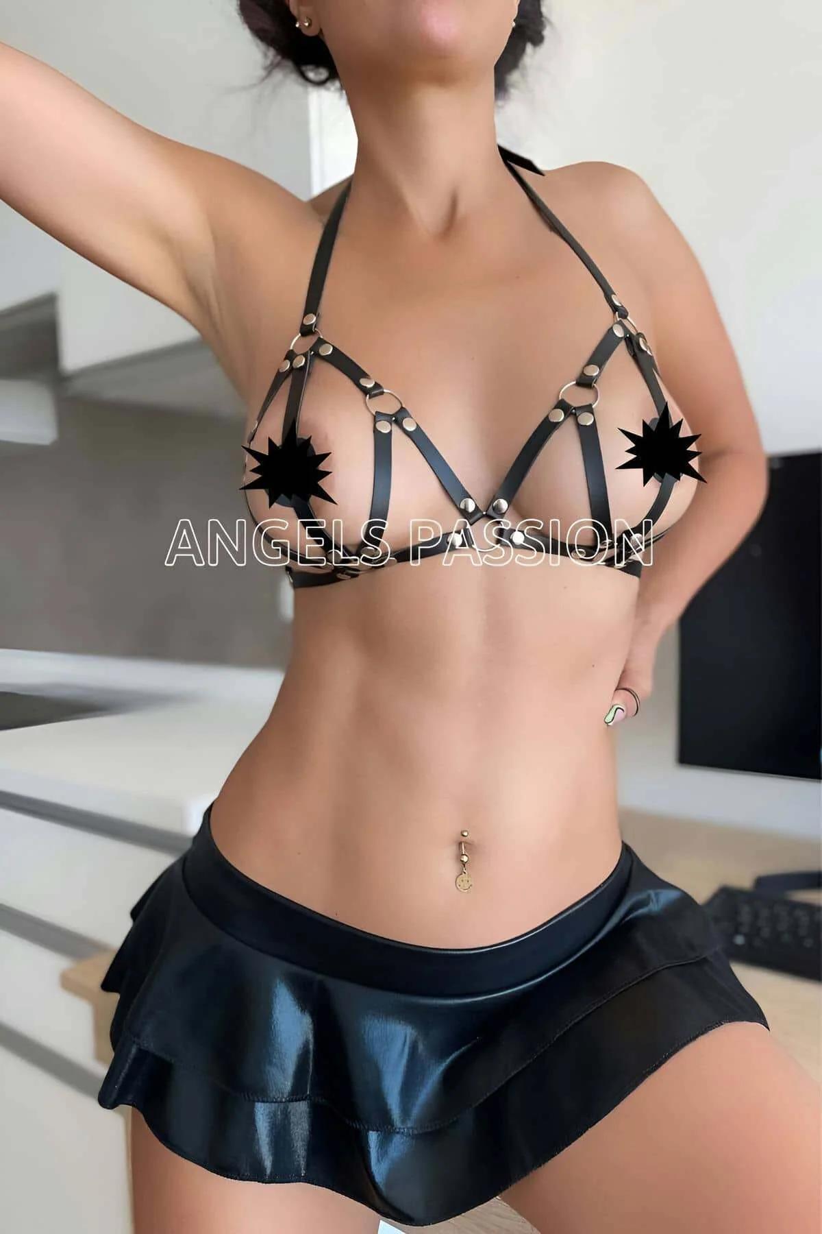 Leather Bra Harness Adjustable Strappy Bralette Top