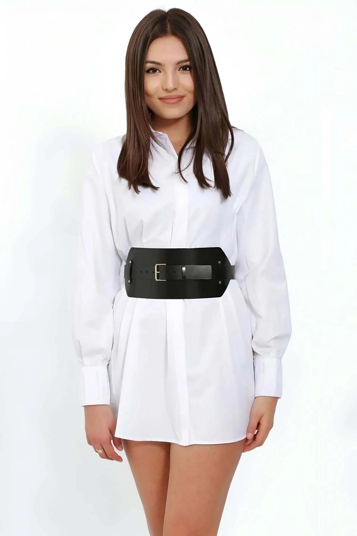Leather Corset Belt Wide Adjustable Cinch Waist Accessory