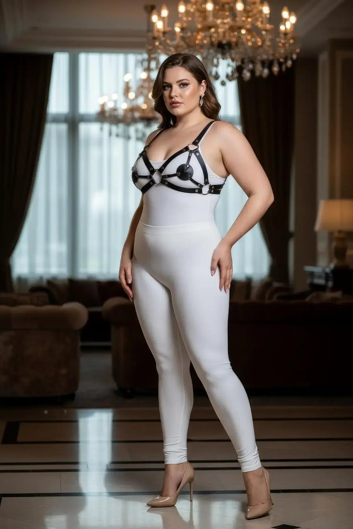 Strappy Faux Leather Bra Harness with Ring Detail