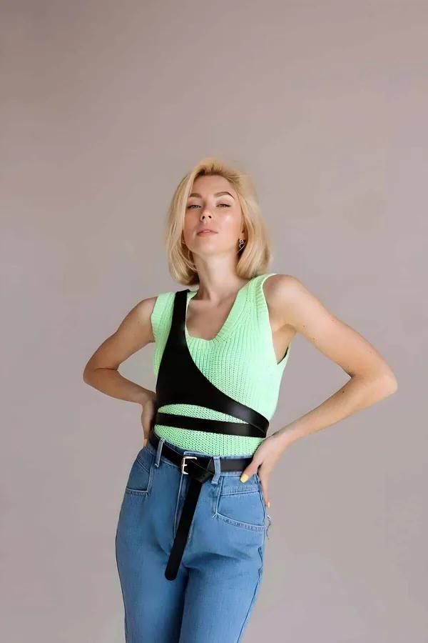 Women's Leather Body Harness: Adjustable Chest Belt Accessory