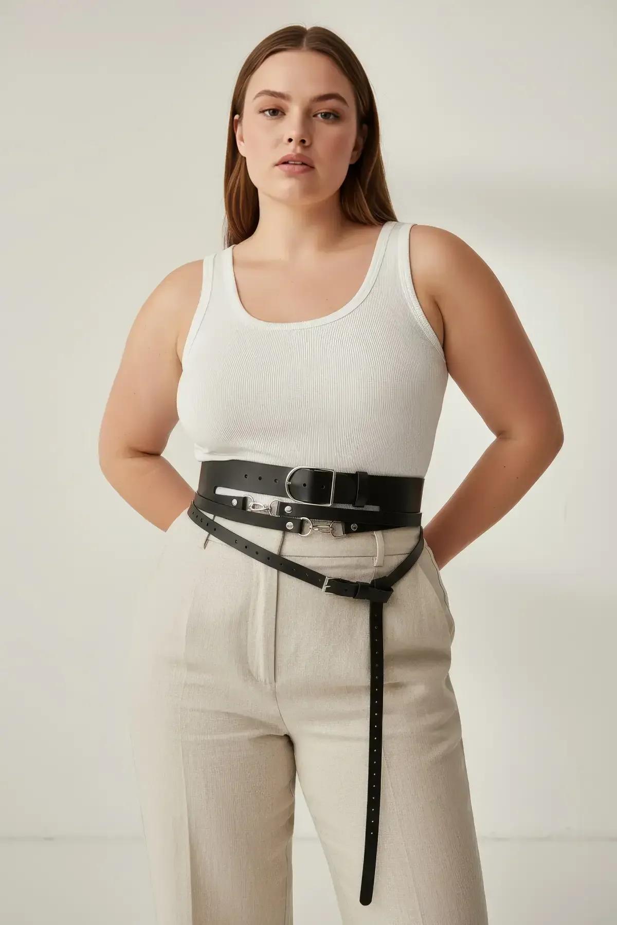 Multi-Strap Waist Harness Belt with Buckle Details