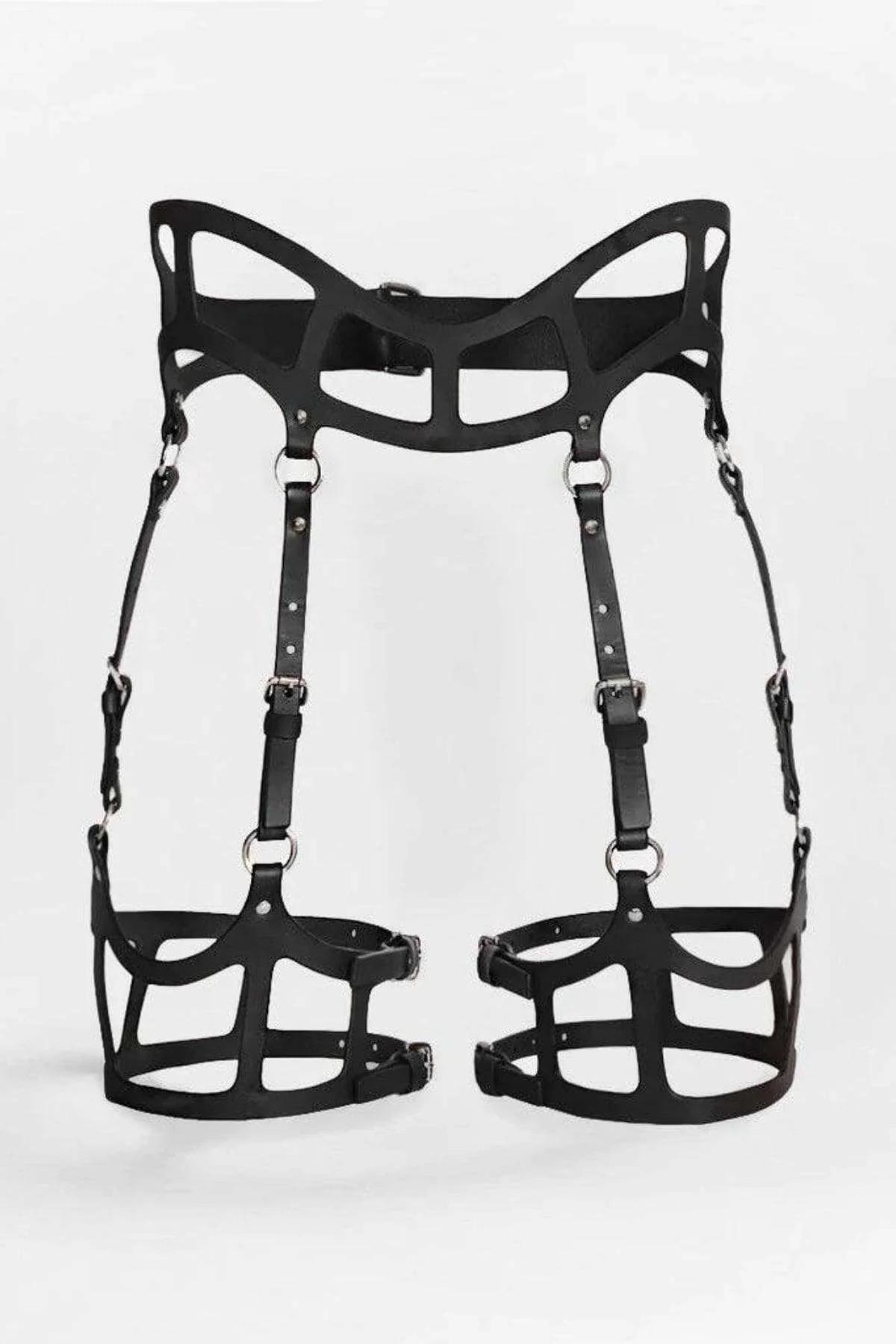 Geometric Garter Harness with Adjustable Thigh Cages