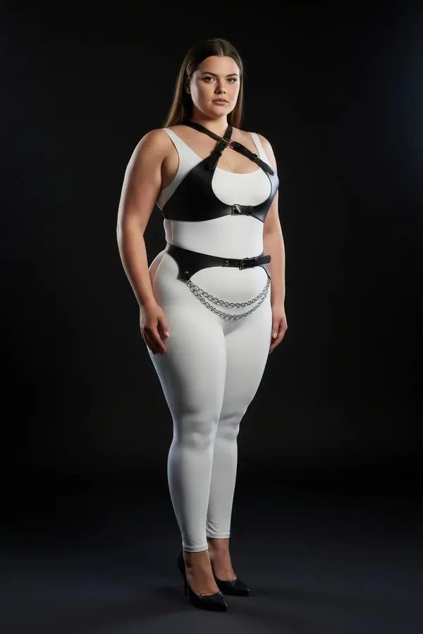 Adjustable Faux Leather Harness Set with Waist Chain