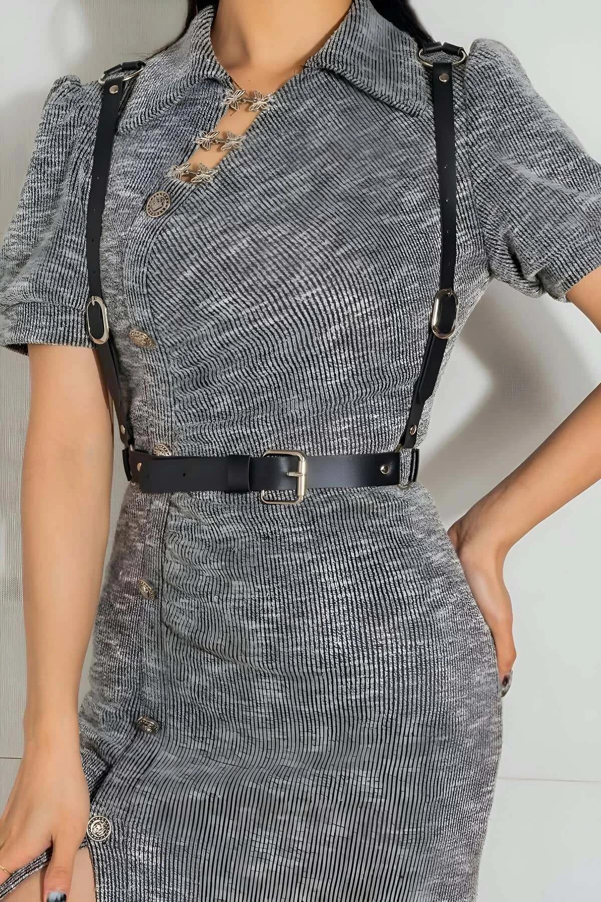 Adjustable Leather Chest Harness for Women – Versatile Style Belt