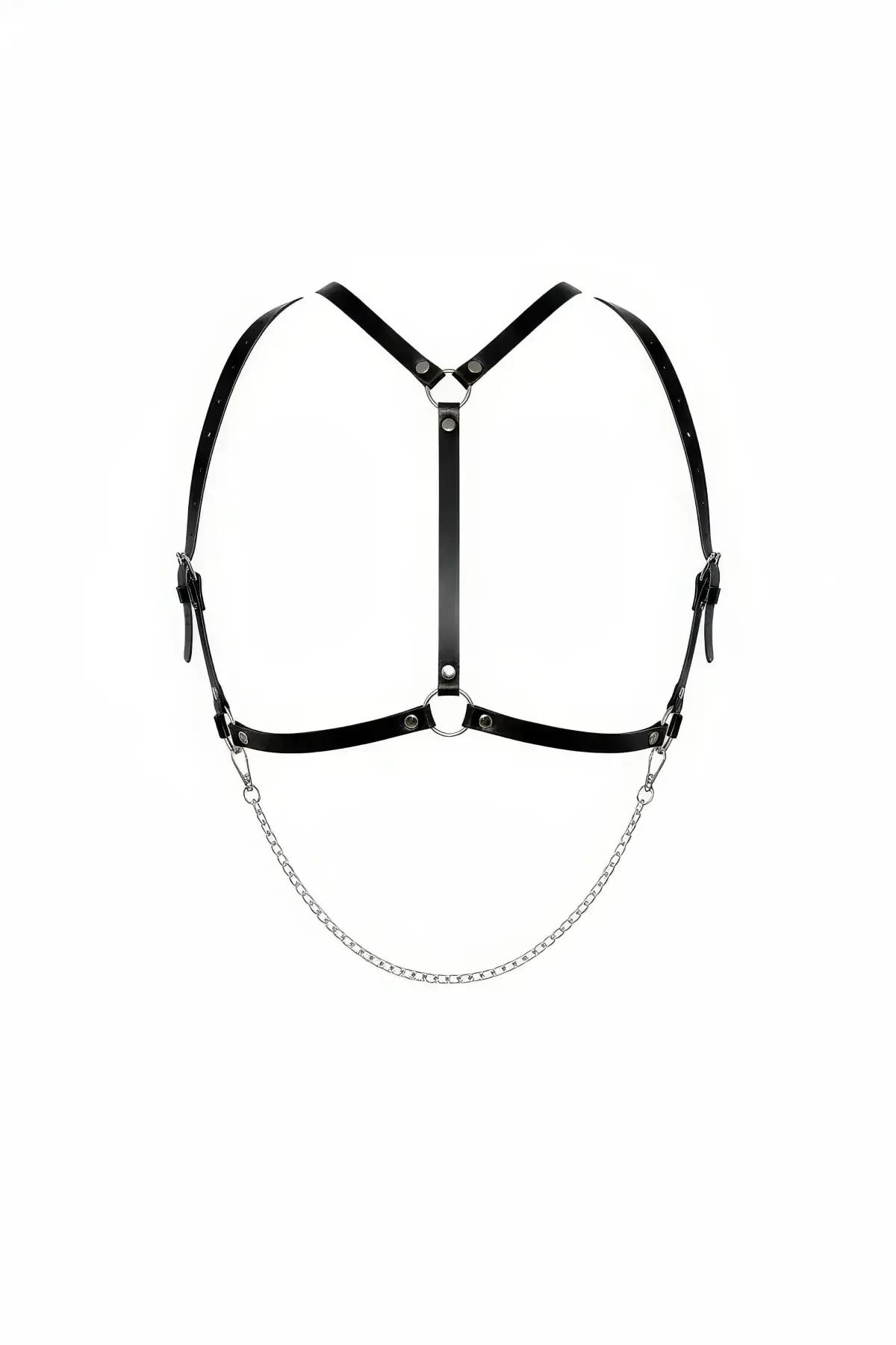 Chest Harness with Interlinking Straps & Detachable Chain