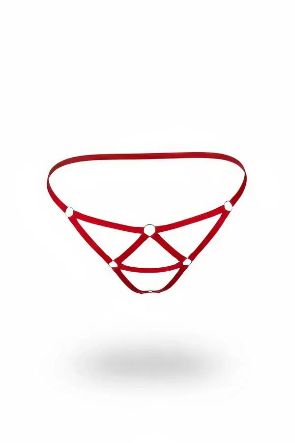 Red Strappy Thong with O-Ring Details