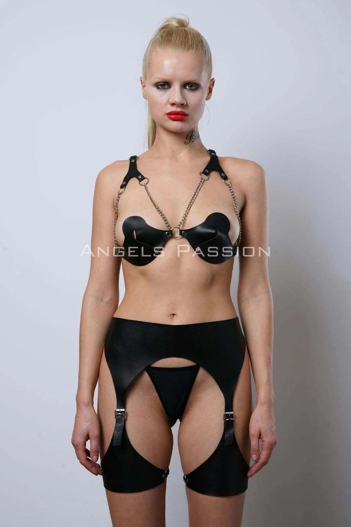 Women's Leather Body Harness Set | Adjustable Garter Straps