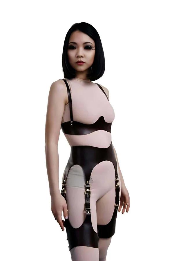 Adjustable Leather Garter Harness Set for Women
