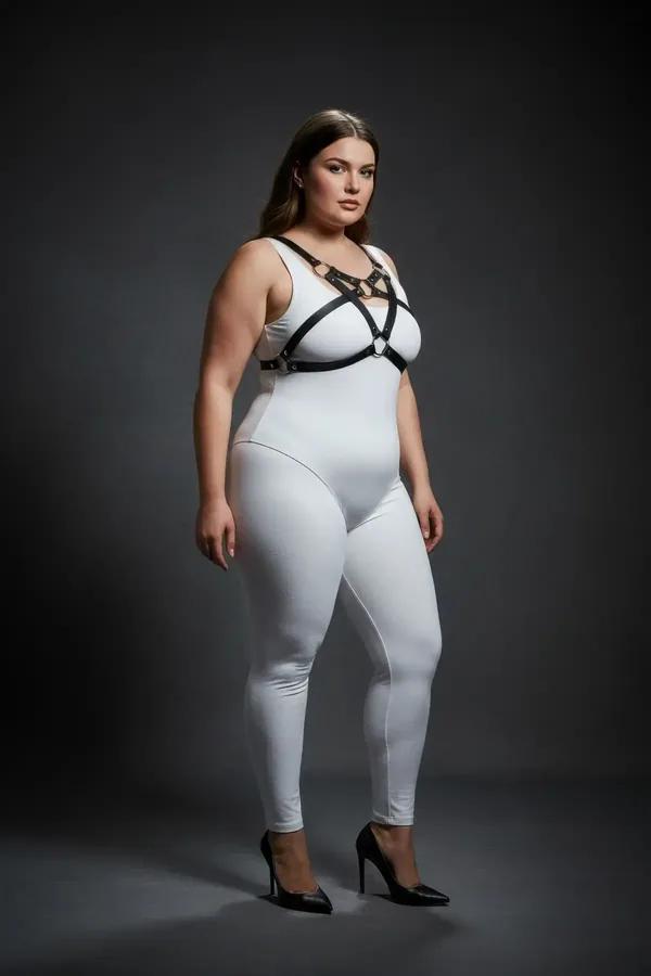 Black Strappy Chest Harness with O-Ring Detail