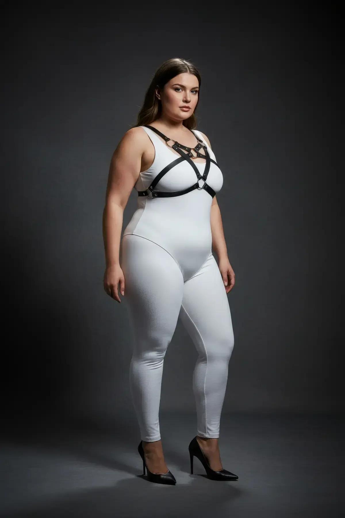 Black Strappy Chest Harness with O-Ring Detail