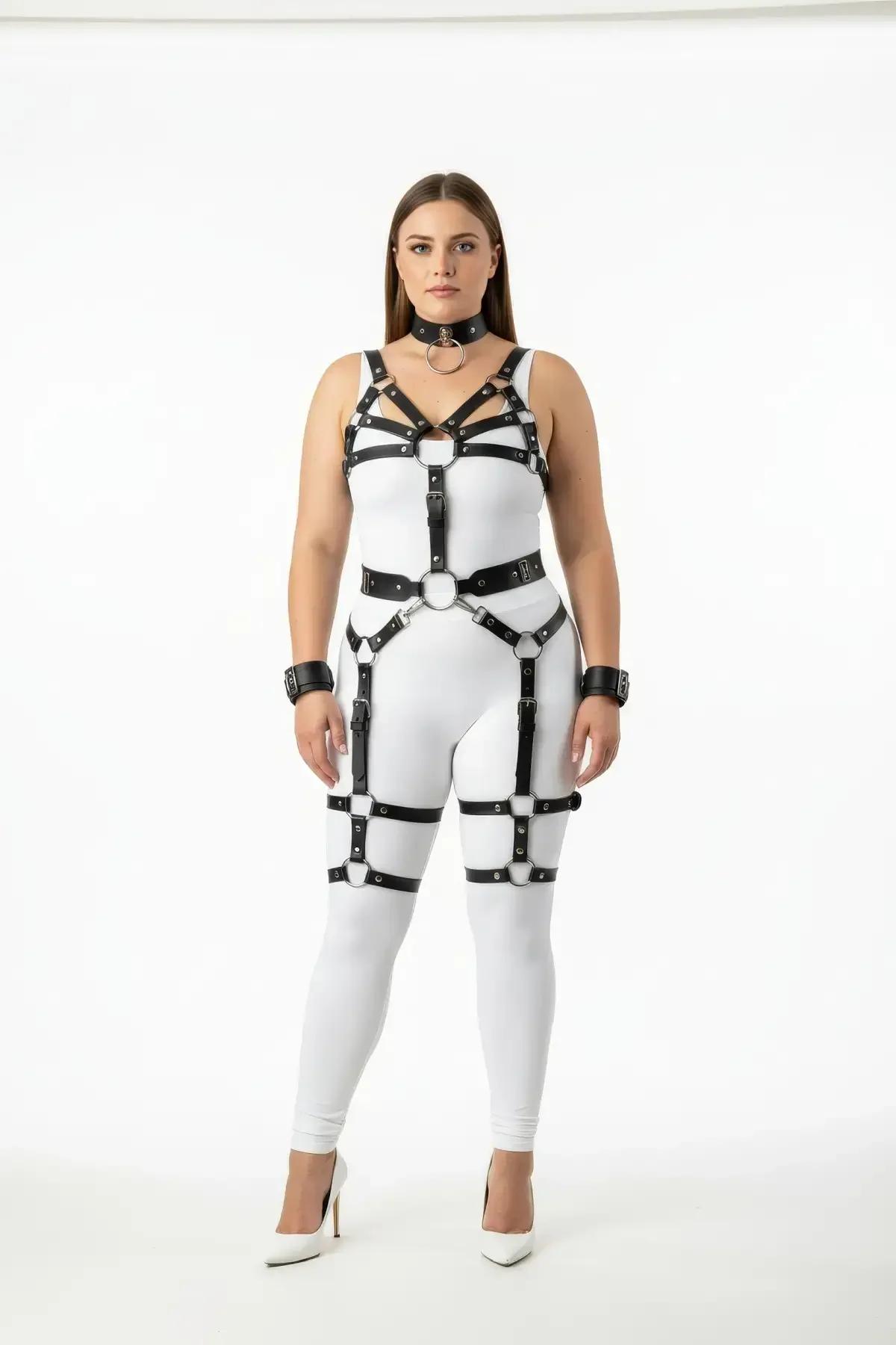 Plus Size Full Body Leather Harness Set Adjustable