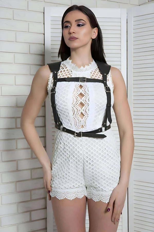 Chest Harness for Women – Adjustable Leather Body Style