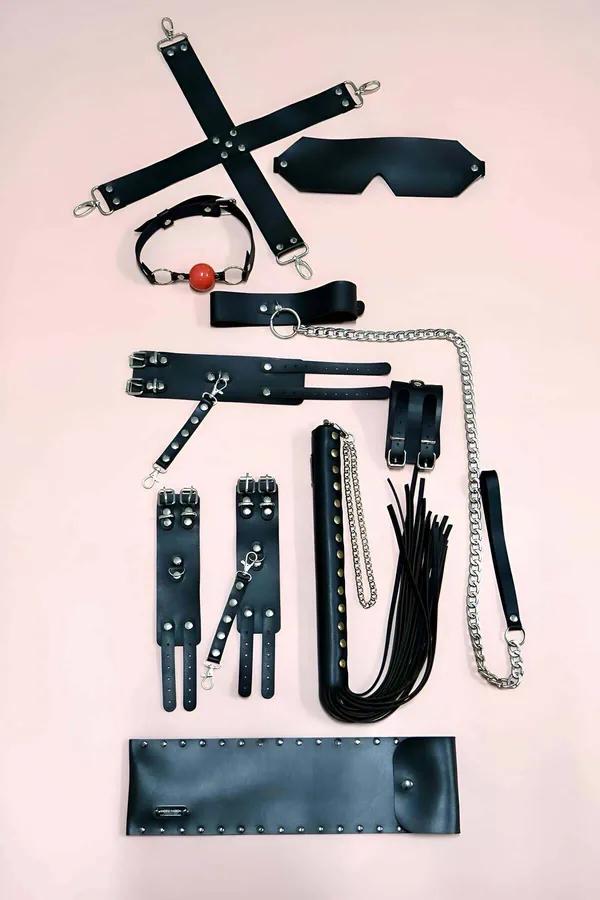 Bondage Play Set: Premium Leather Restraint & Sensory Kit