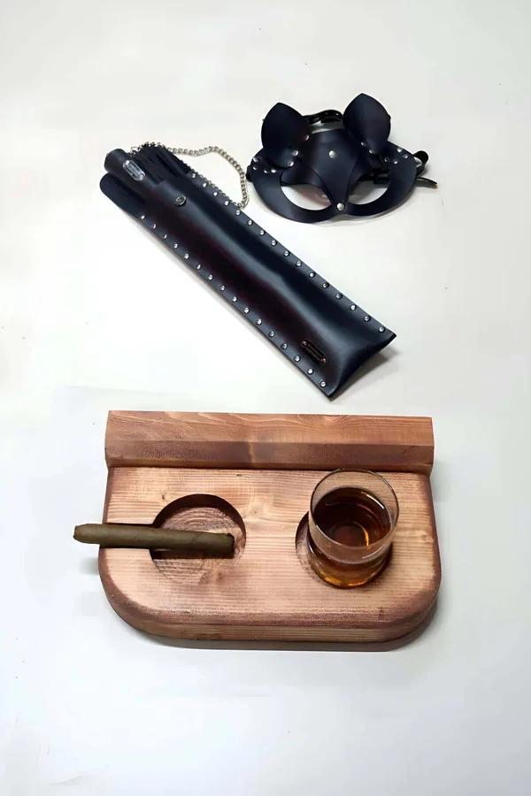Fantasy Roleplay Set - Leather Whip, Mask, & Tray