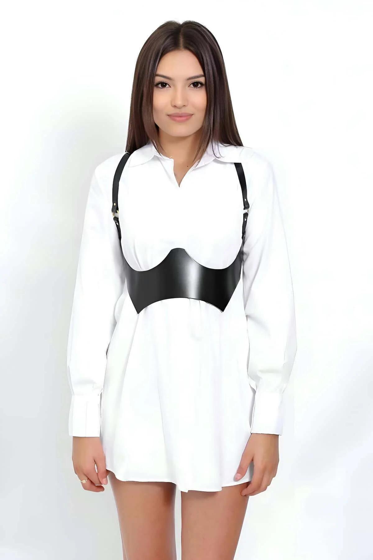 Leather Corset Harness Belt – Adjustable Fashion Waist Cinch for Women
