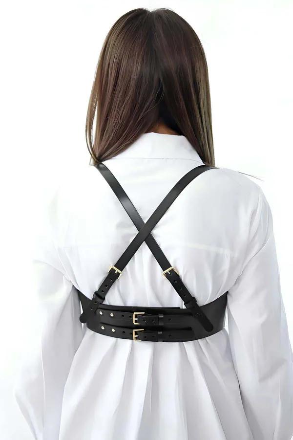 Leather Corset Harness Belt – Adjustable Fashion Waist Cinch for Women