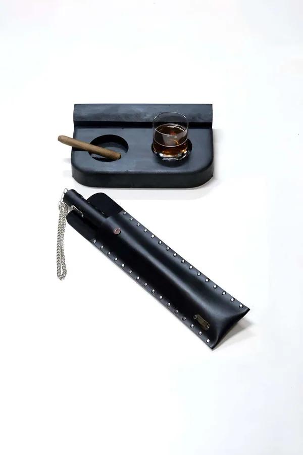Luxury Whip & Cigar Tray Set - Premium Leather Collection
