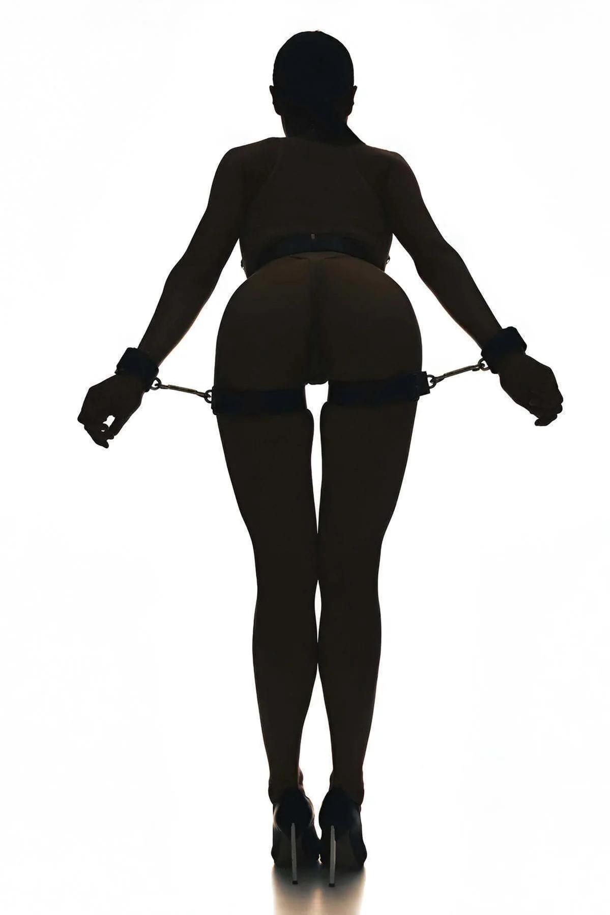 Women's Leather Harness Set with Cuffs and Garter Straps