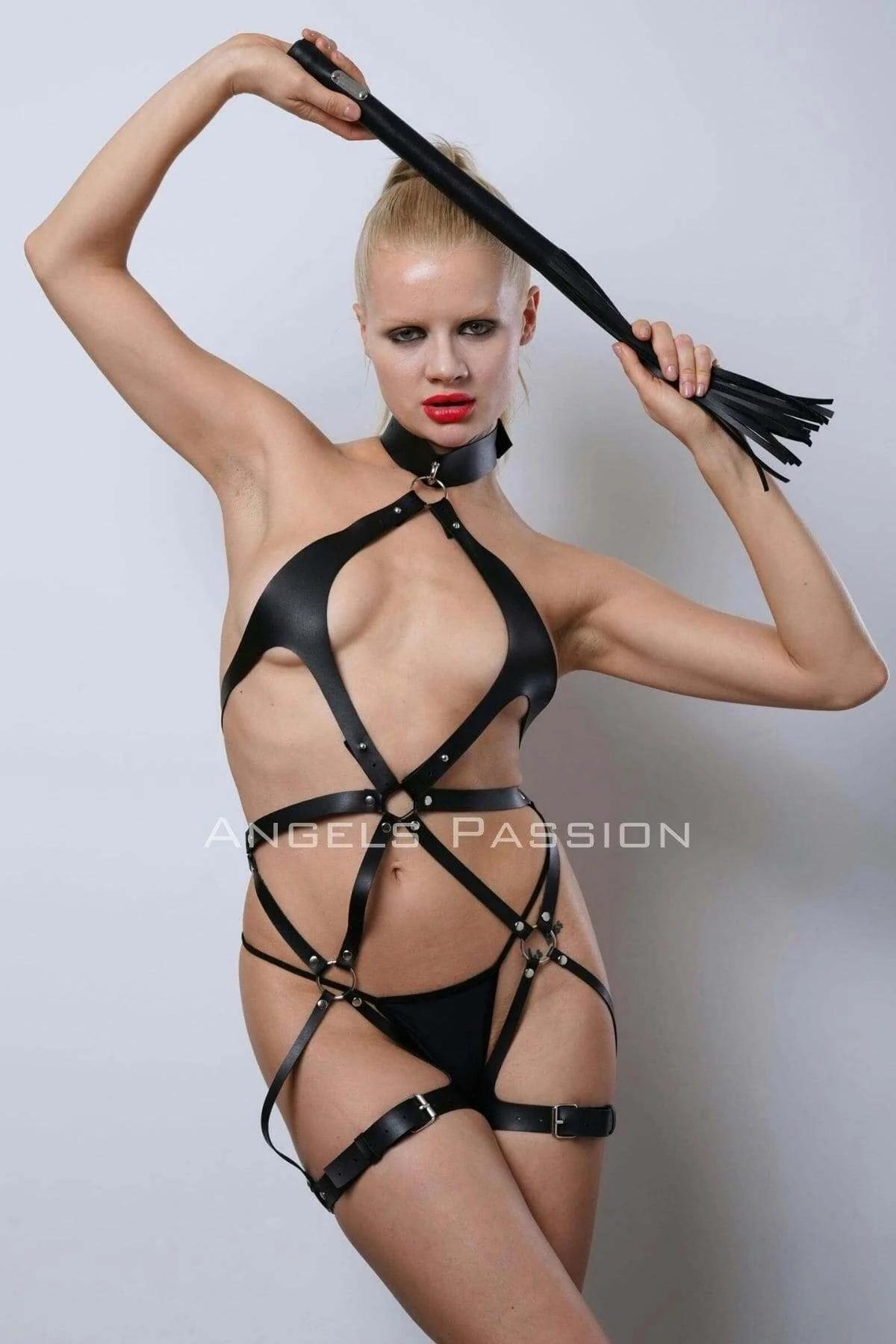 Leather Full Body Harness for Women - Adjustable Straps